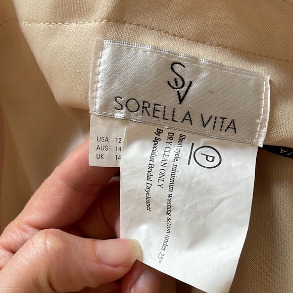 Sorrella Vita size 12 champagne colored sequin floor length gown - Picture 6 of 12